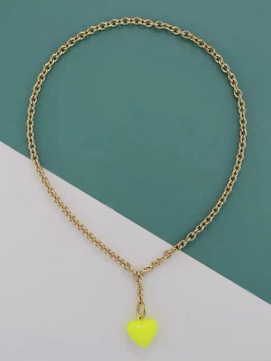 Roxanne Assoulin Jewelry - Roxanne Assoulin The Mini Puffy Heart Necklace Fluorescent Yellow-Green pendant